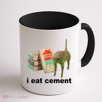 I Eat Cement Cursed Cat Funny Coffee Mug thumb 1