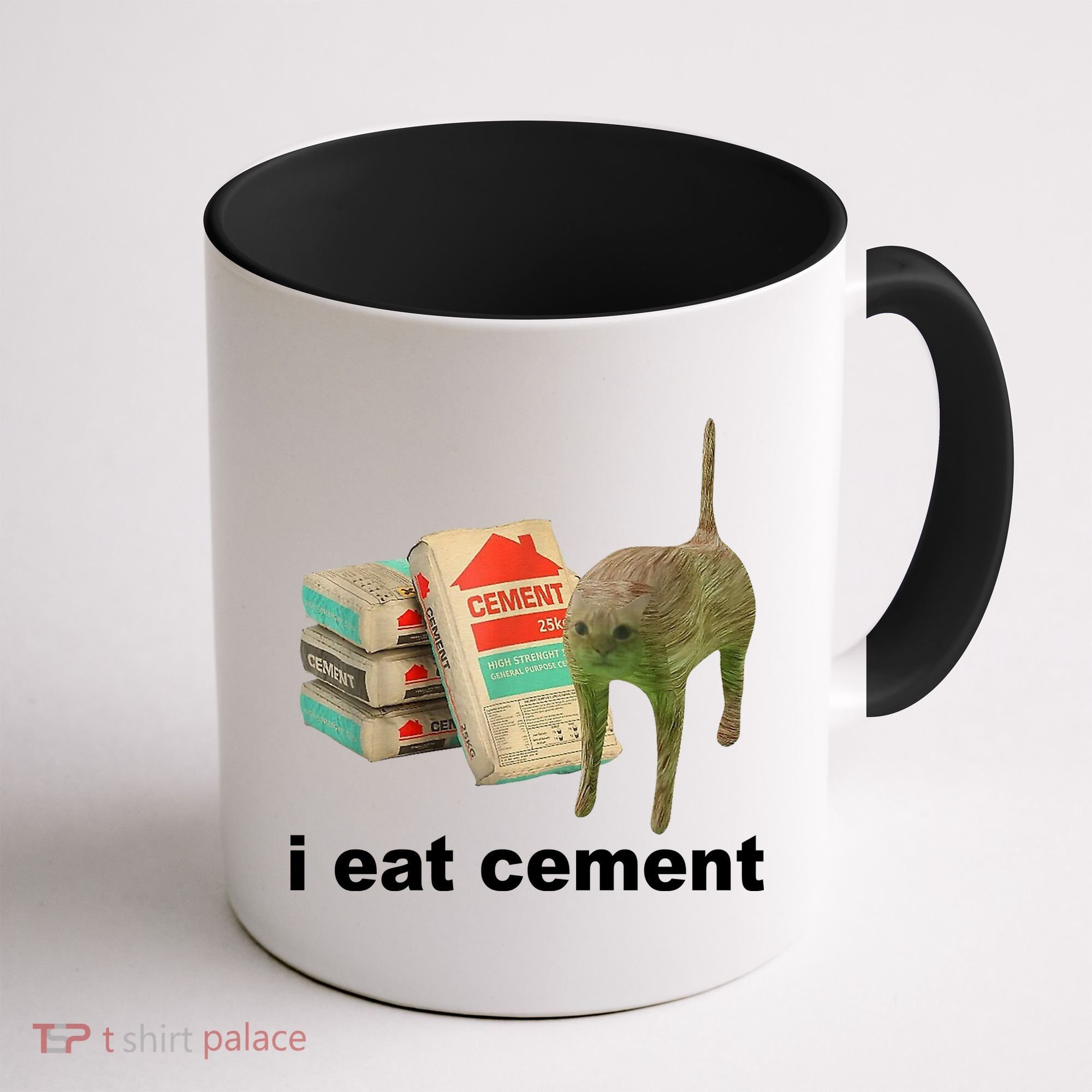 I Eat Cement Cursed Cat Funny Coffee Mug