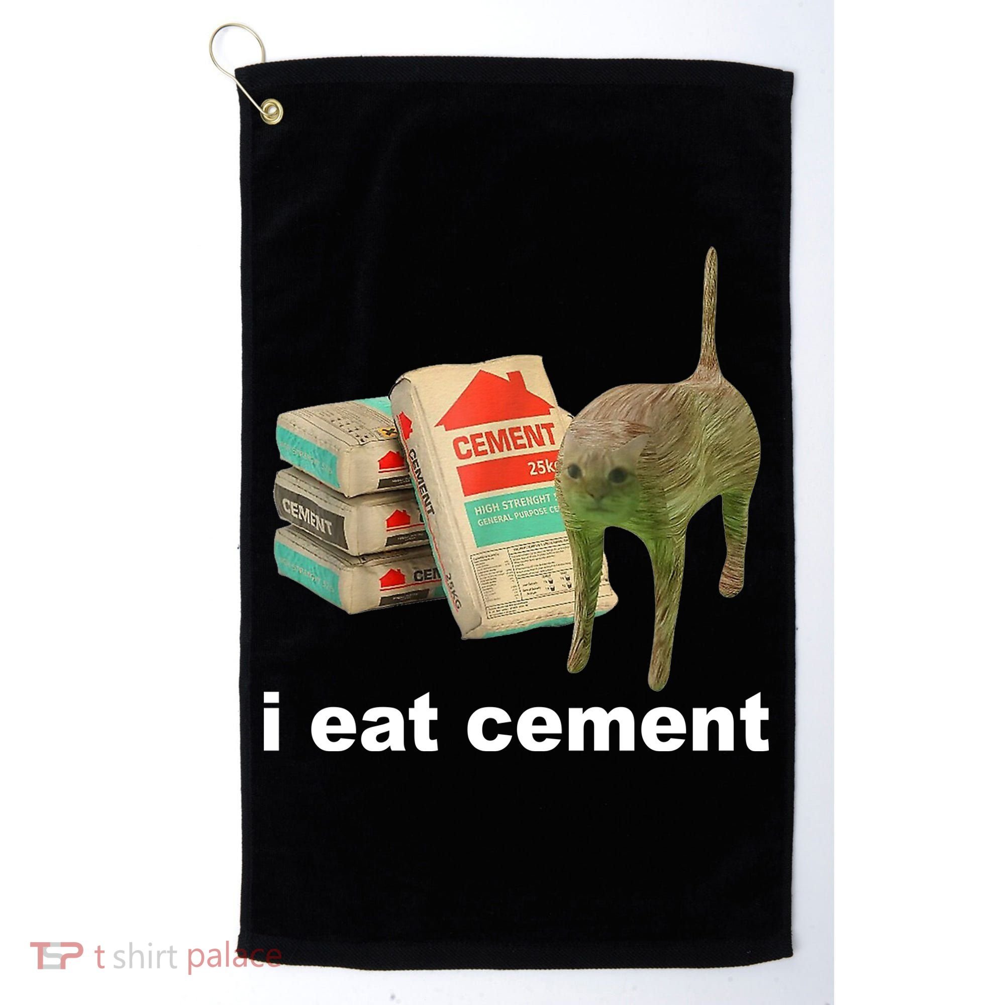 I Eat Cement Cursed Cat Funny Golf Towel