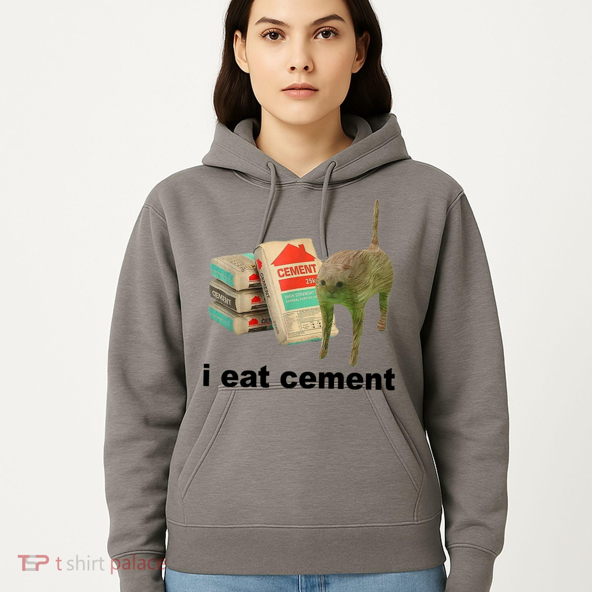 I Eat Cement Cursed Cat Funny Hoodie