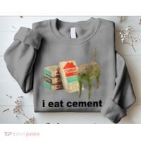 I Eat Cement Cursed Cat Funny Sweatshirt thumb 2