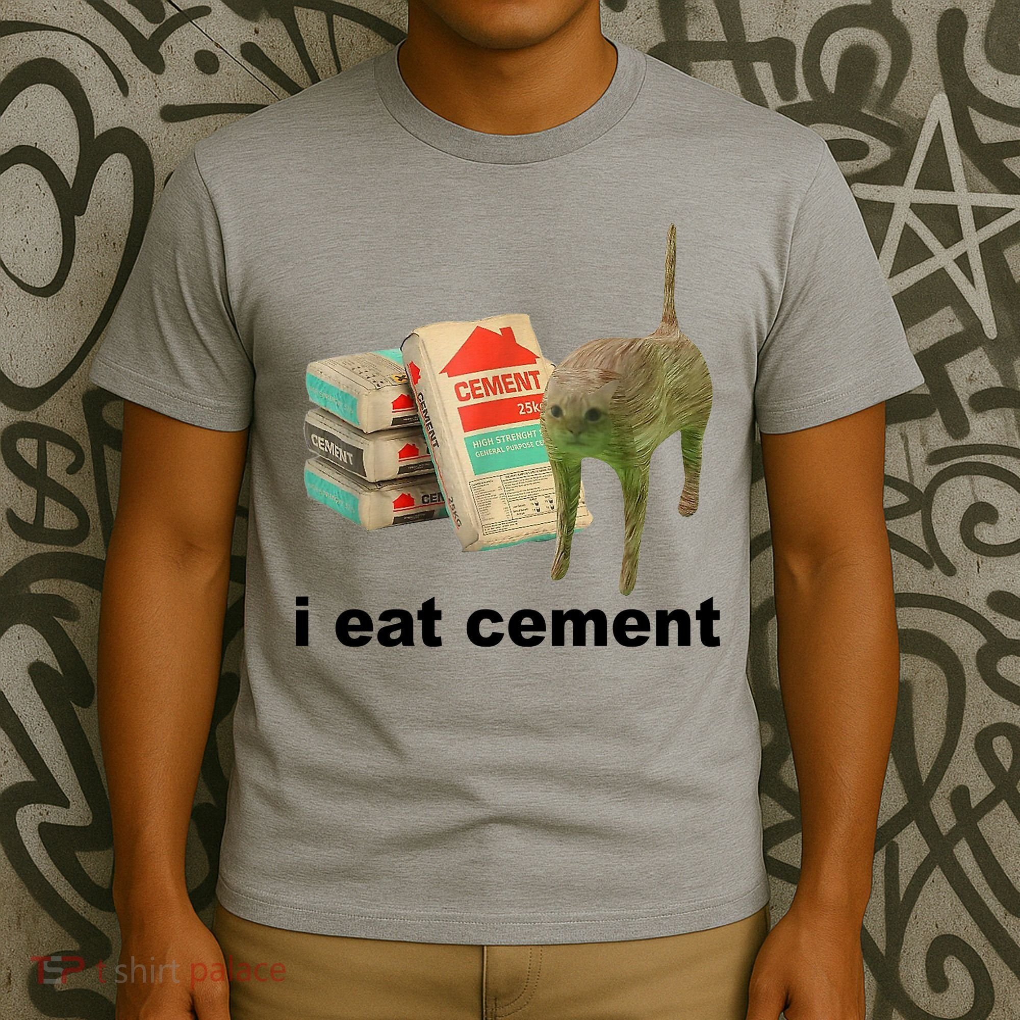 I Eat Cement Cursed Cat Funny T-Shirt