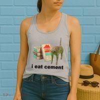 I Eat Cement Cursed Cat Funny Women's Tank Top thumb 2