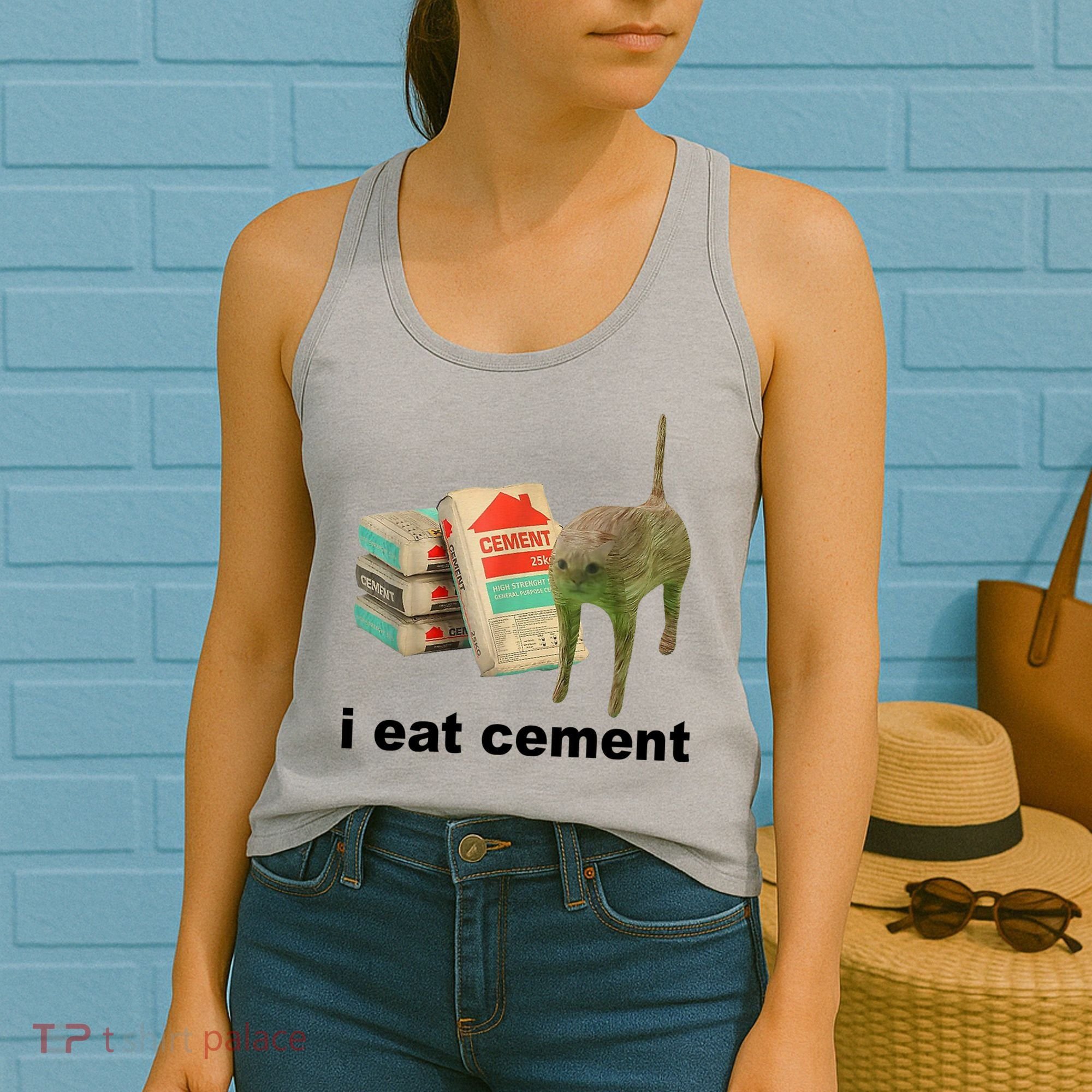 I Eat Cement Cursed Cat Funny Women's Tank Top
