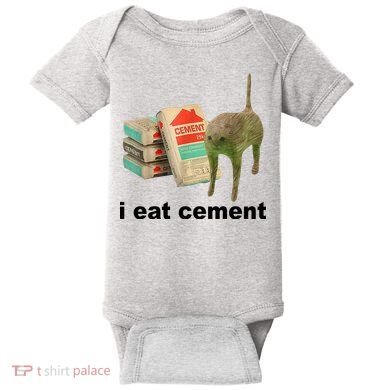 I Eat Cement Cursed Cat Funny Baby Bodysuit