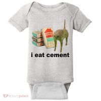 I Eat Cement Cursed Cat Funny Baby Bodysuit thumb 0
