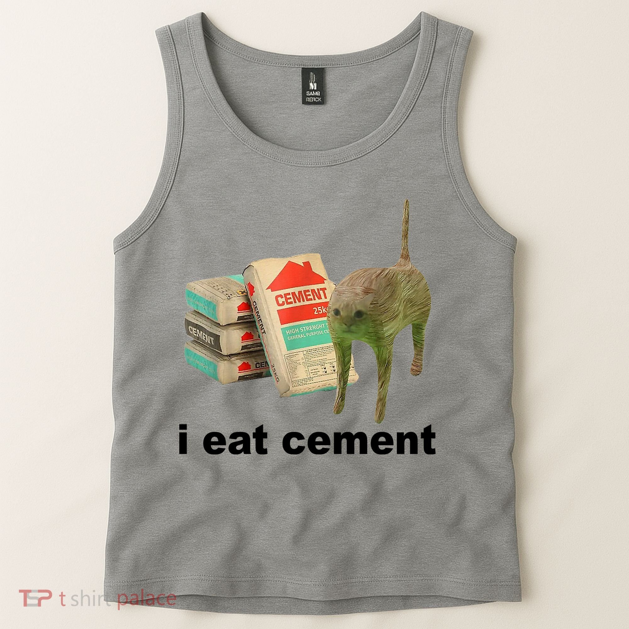 I Eat Cement Cursed Cat Funny Tank Top