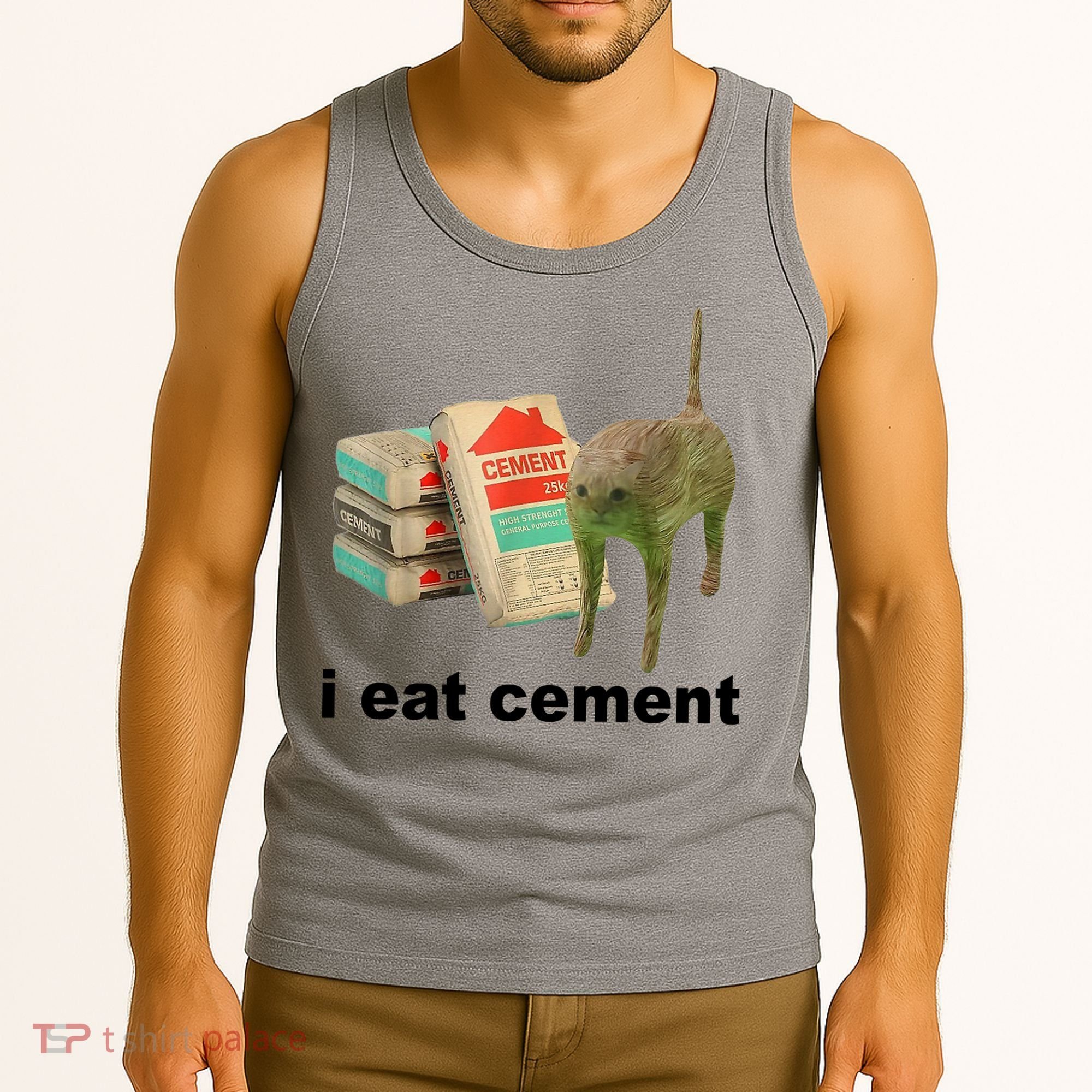 I Eat Cement Cursed Cat Funny Tank Top