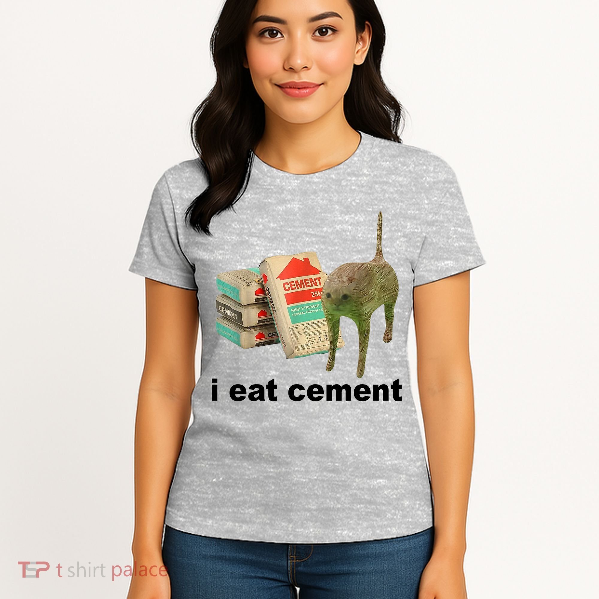 I Eat Cement Cursed Cat Funny Women's T-Shirt