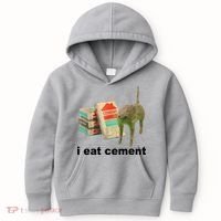 I Eat Cement Cursed Cat Funny Kids Hoodie thumb 0