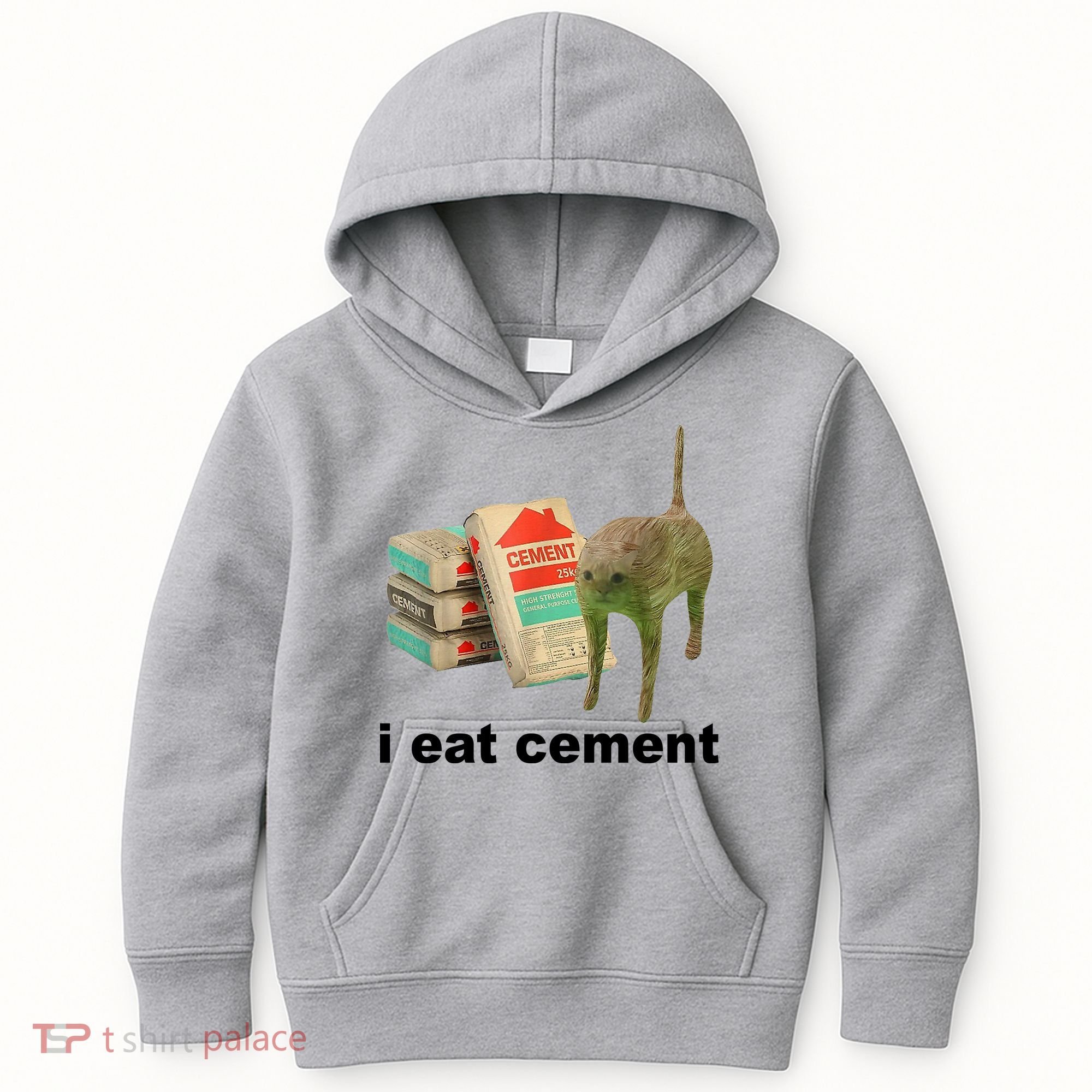 I Eat Cement Cursed Cat Funny Kids Hoodie