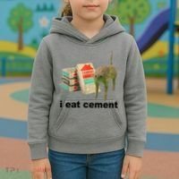 I Eat Cement Cursed Cat Funny Kids Hoodie thumb 3