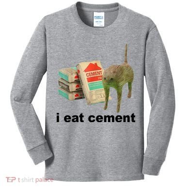I Eat Cement Cursed Cat Funny Kids Long Sleeve Shirt