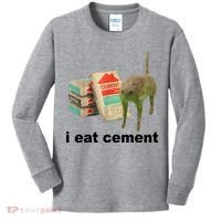 I Eat Cement Cursed Cat Funny Kids Long Sleeve Shirt thumb 0