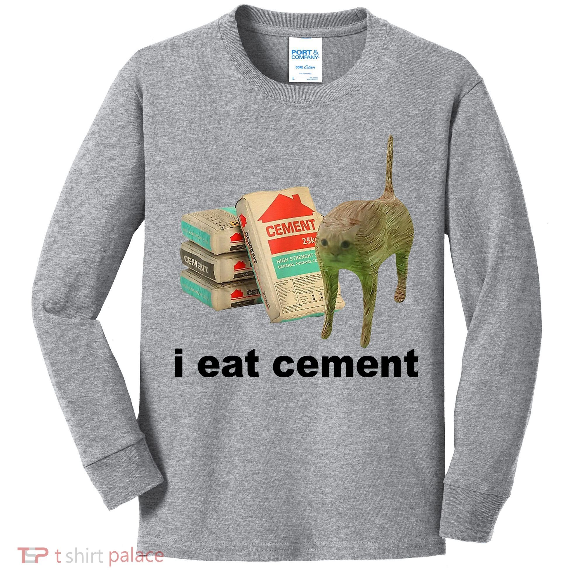 I Eat Cement Cursed Cat Funny Kids Long Sleeve Shirt