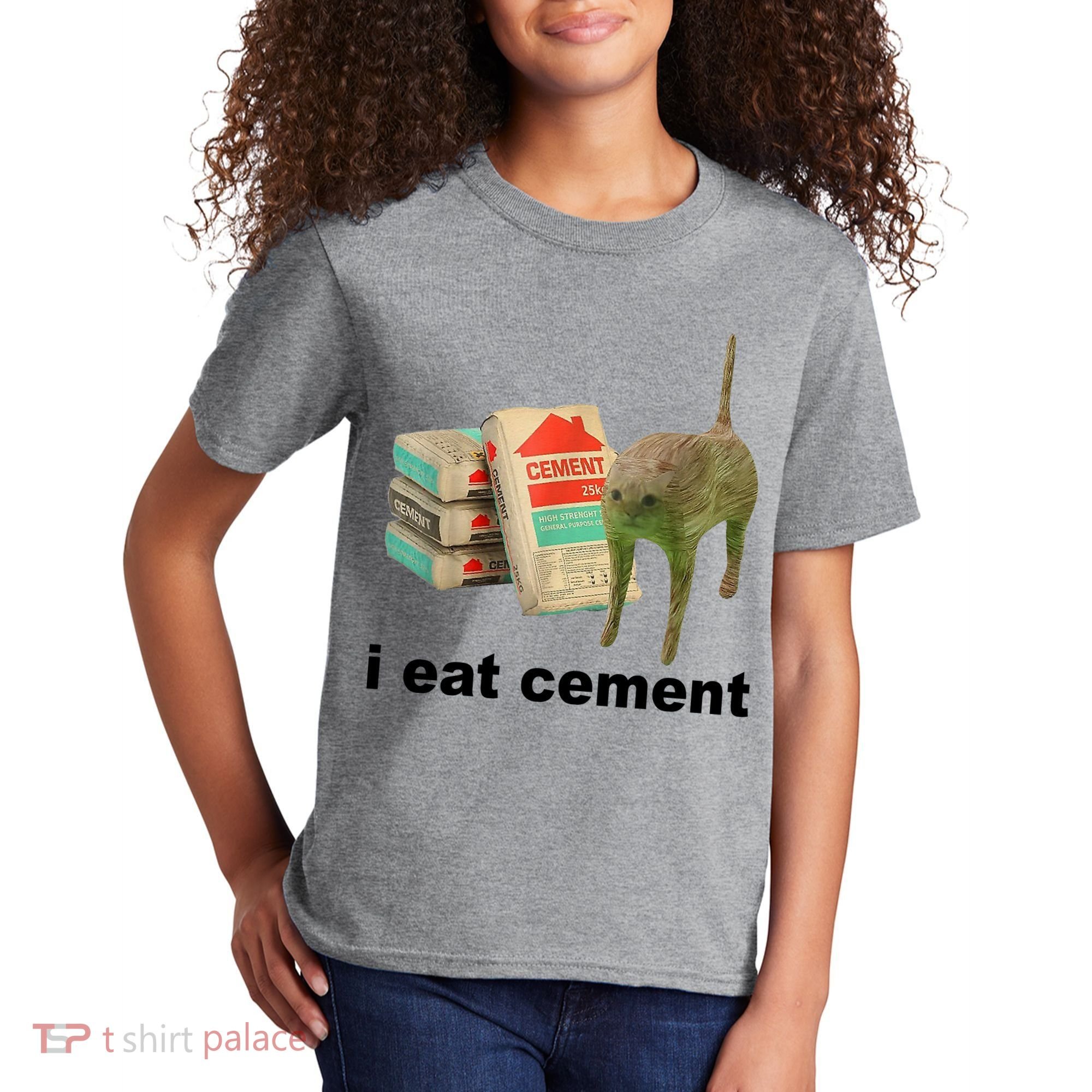 I Eat Cement Cursed Cat Funny Kids T-Shirt