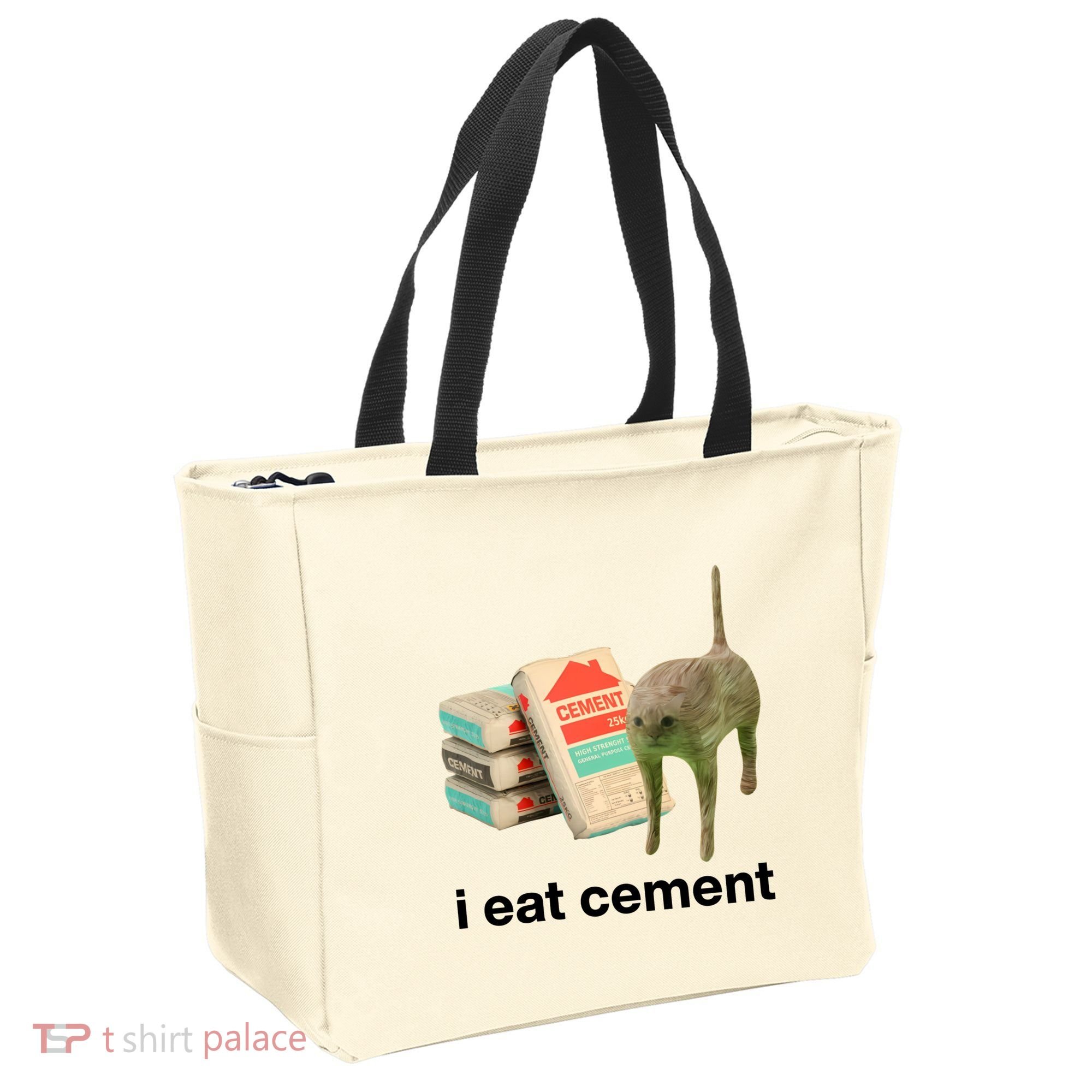 I Eat Cement Cursed Cat Funny Tote Bag