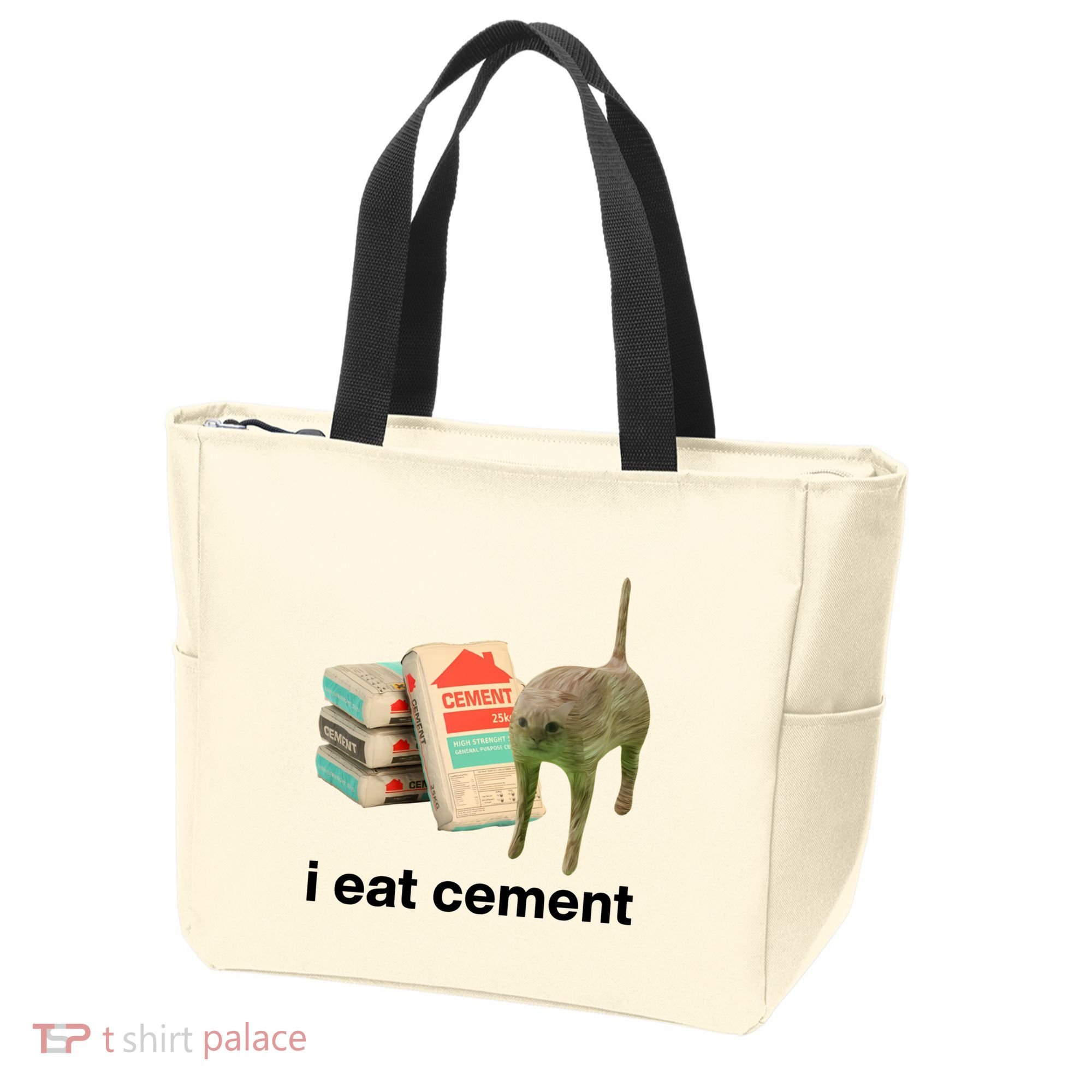 I Eat Cement Cursed Cat Funny Tote Bag