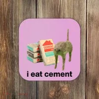 I Eat Cement Cursed Cat Funny Coaster thumb 0