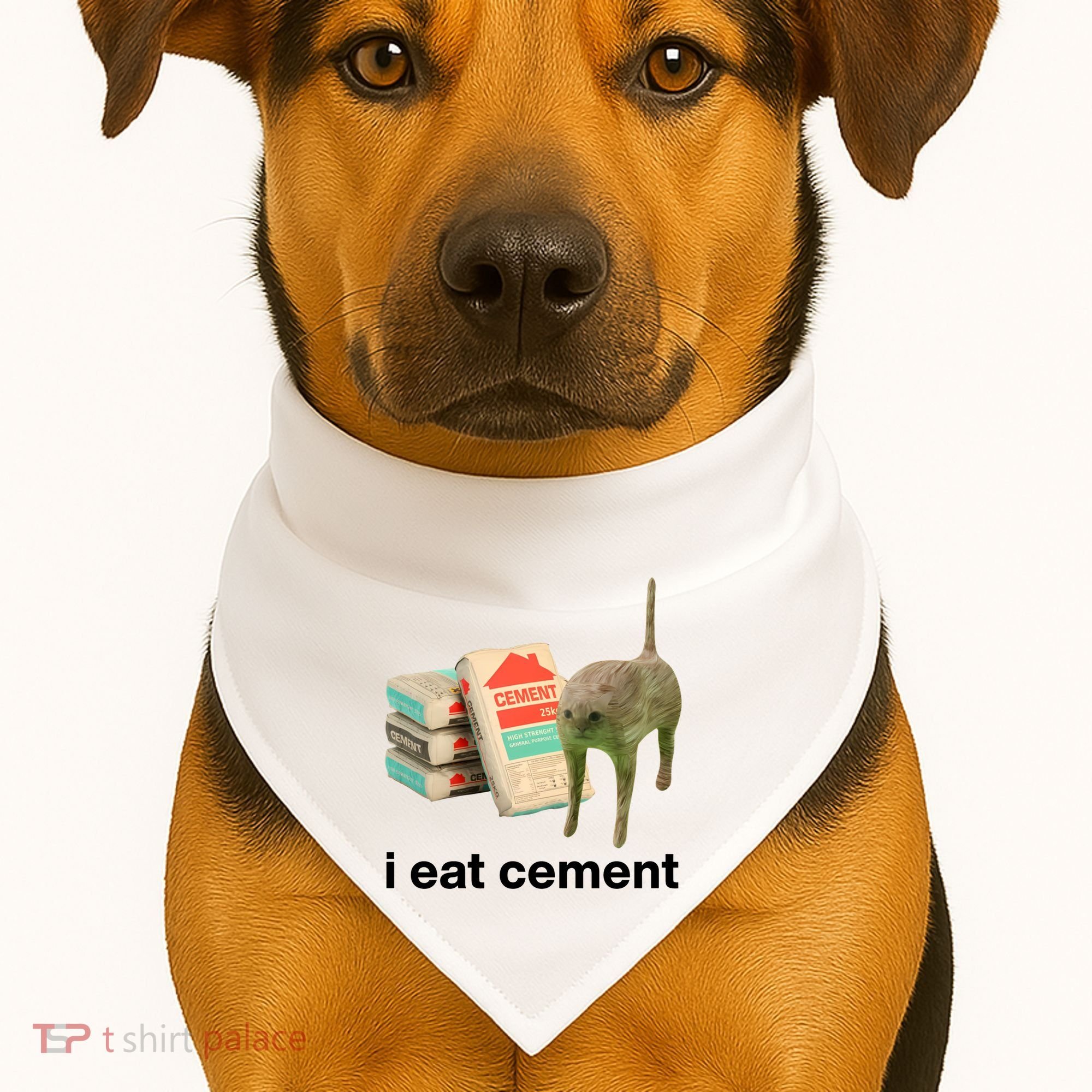 I Eat Cement Cursed Cat Funny USA-Made Doggie Bandana