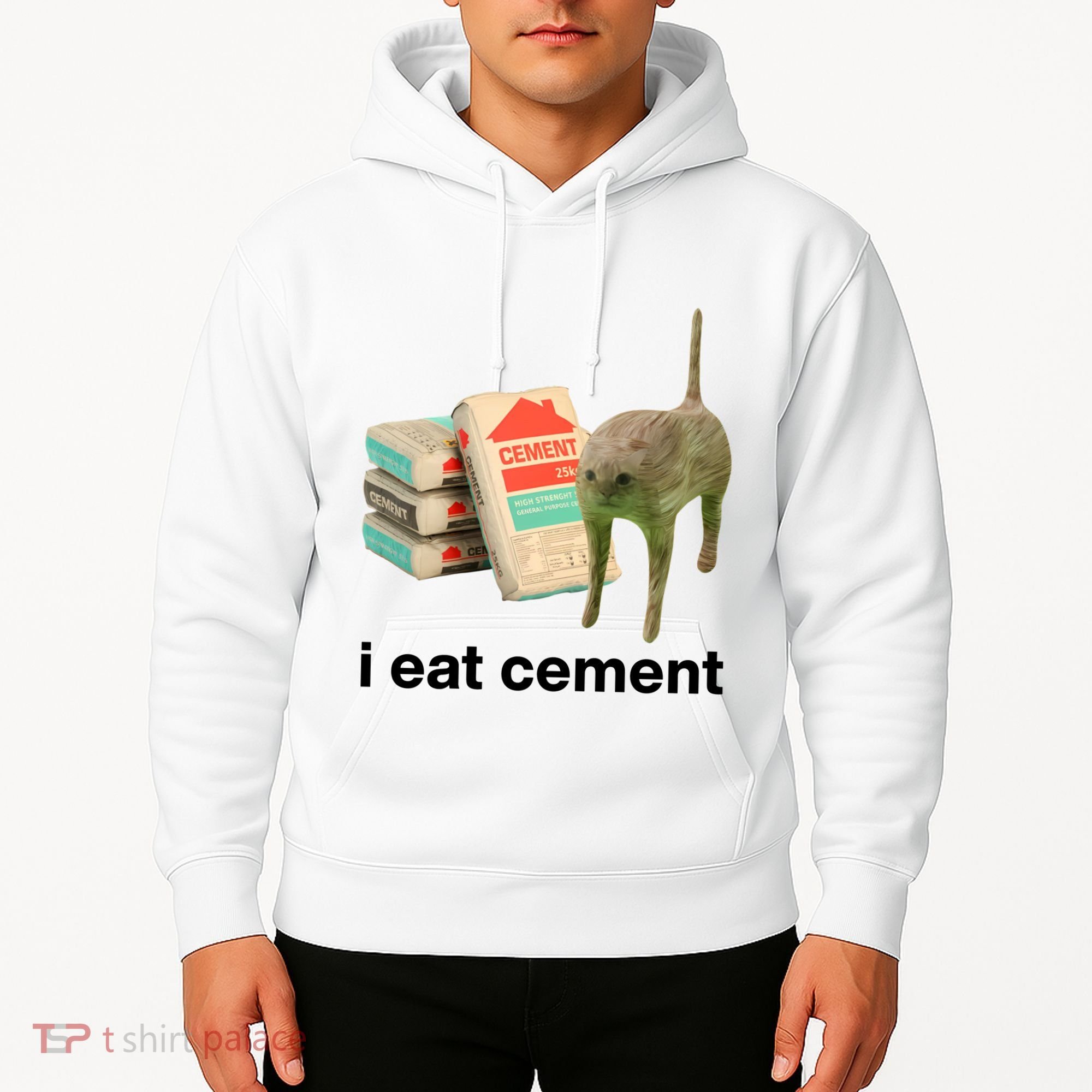 I Eat Cement Cursed Cat Funny Hoodie