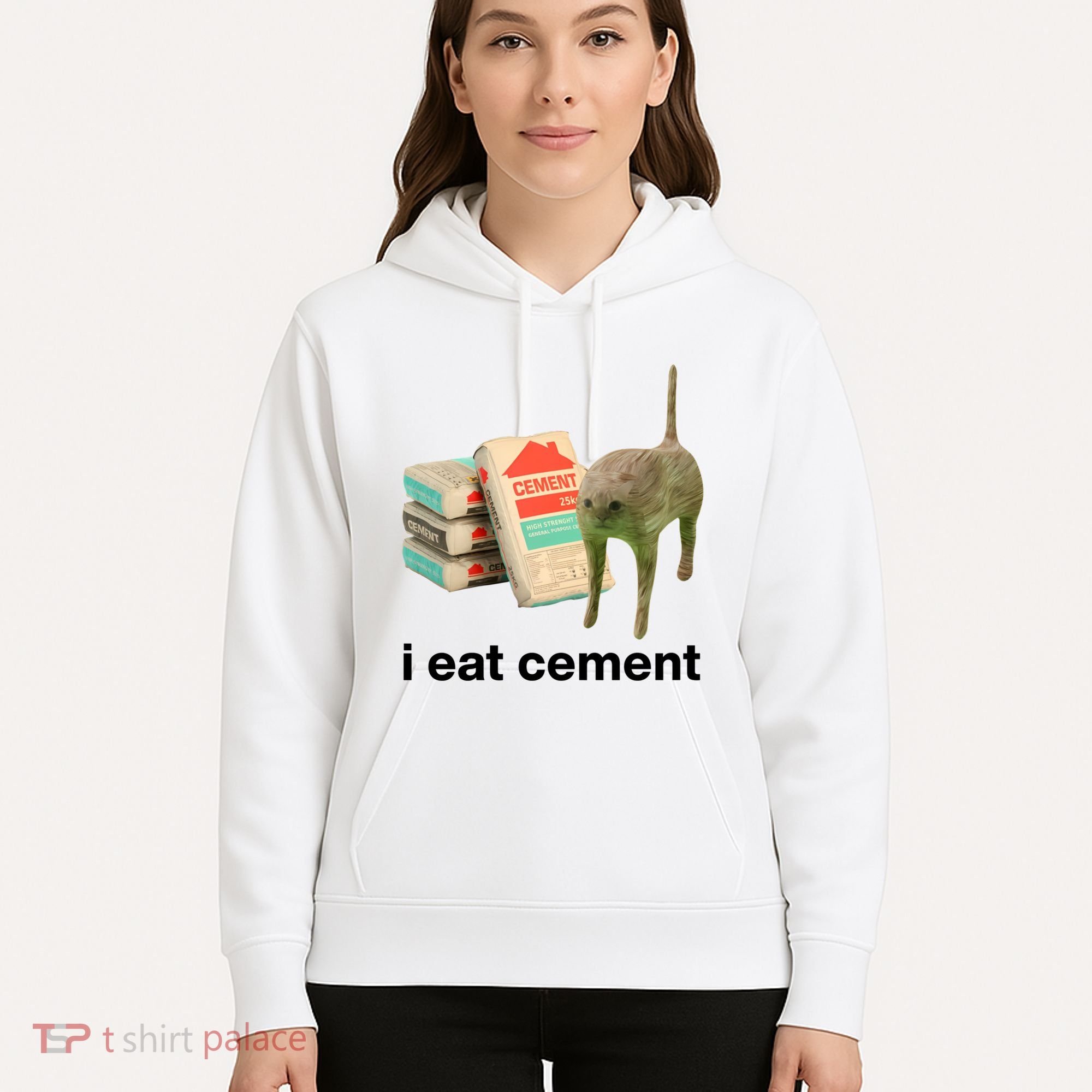 I Eat Cement Cursed Cat Funny Hoodie