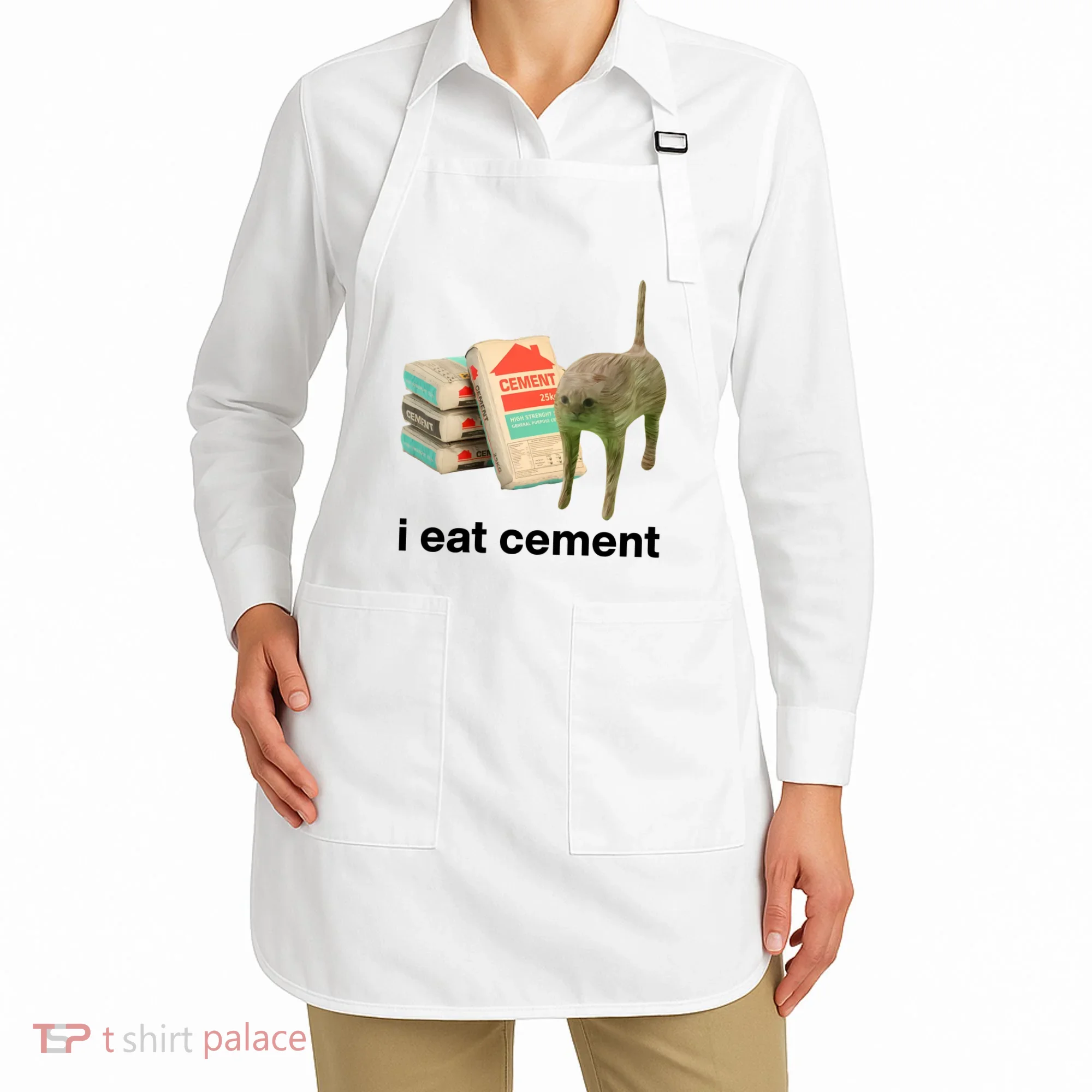 I Eat Cement Cursed Cat Funny Apron