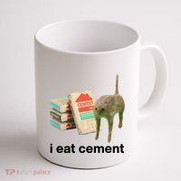 I Eat Cement Cursed Cat Funny Coffee Mug thumb 1
