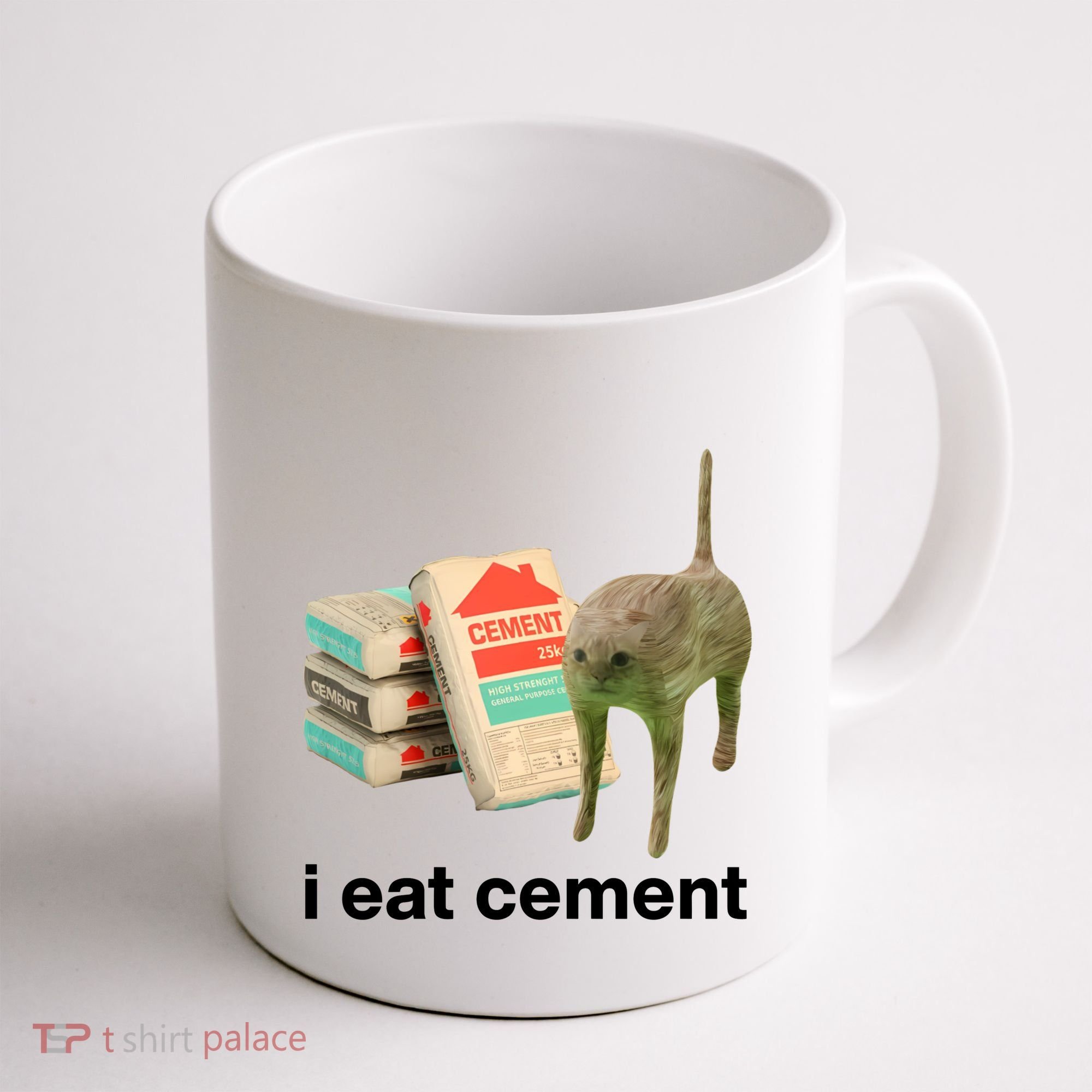 I Eat Cement Cursed Cat Funny Coffee Mug
