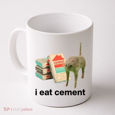I Eat Cement Cursed Cat Funny Coffee Mug