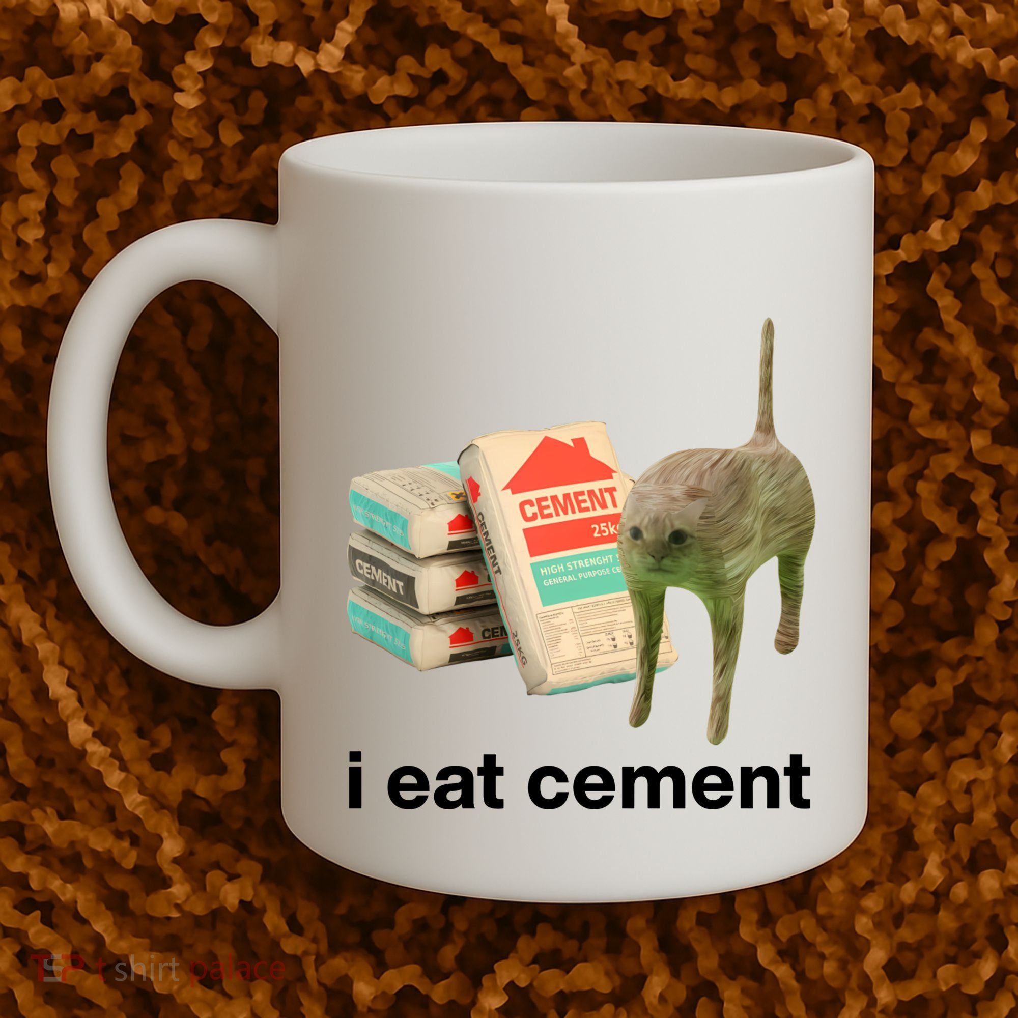 I Eat Cement Cursed Cat Funny Coffee Mug