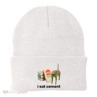 I Eat Cement Cursed Cat Funny Beanie thumb 0