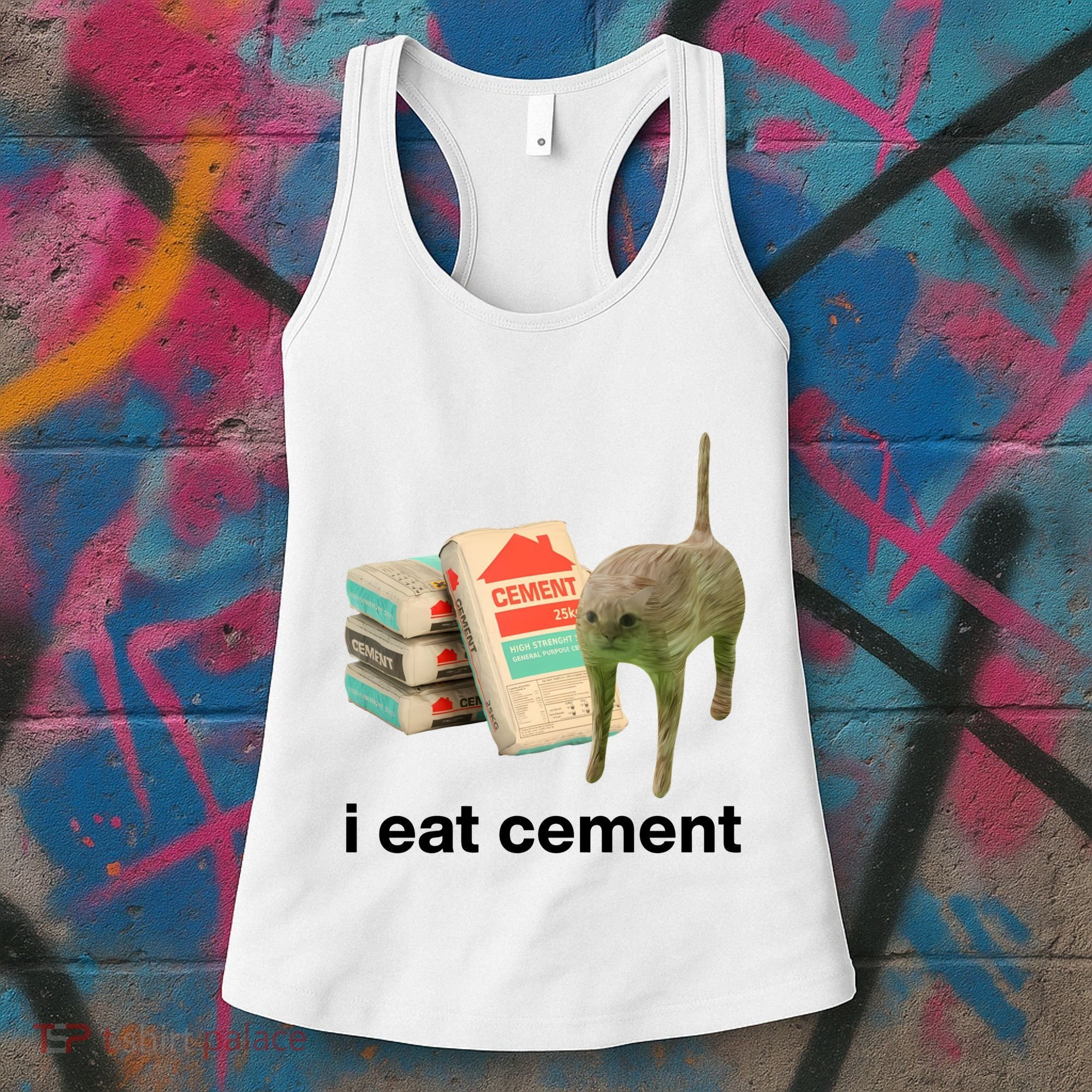 I Eat Cement Cursed Cat Funny Women's Tank Top
