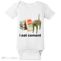 I Eat Cement Cursed Cat Funny Baby Bodysuit thumb 0