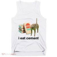 I Eat Cement Cursed Cat Funny Tank Top thumb 0