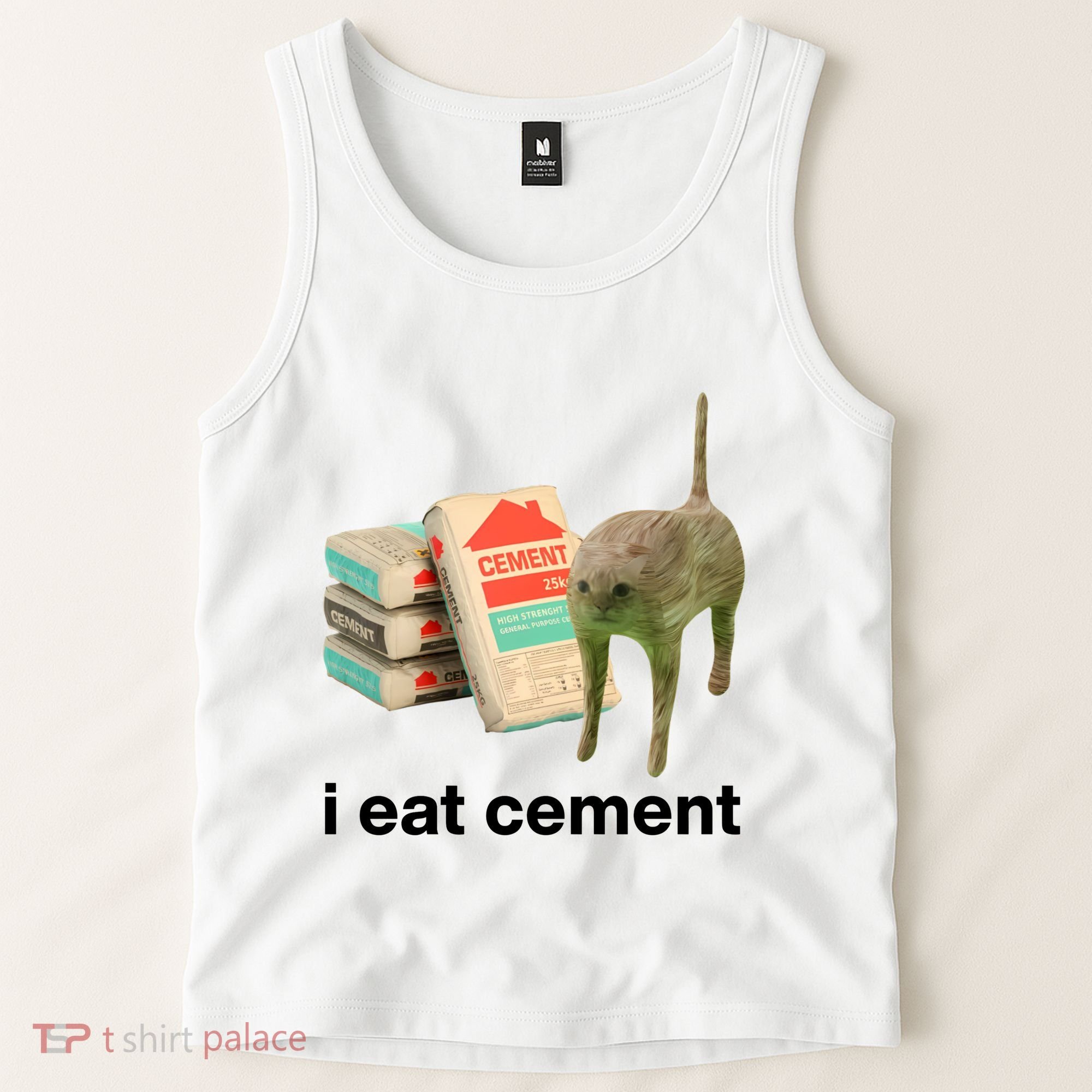 I Eat Cement Cursed Cat Funny Tank Top