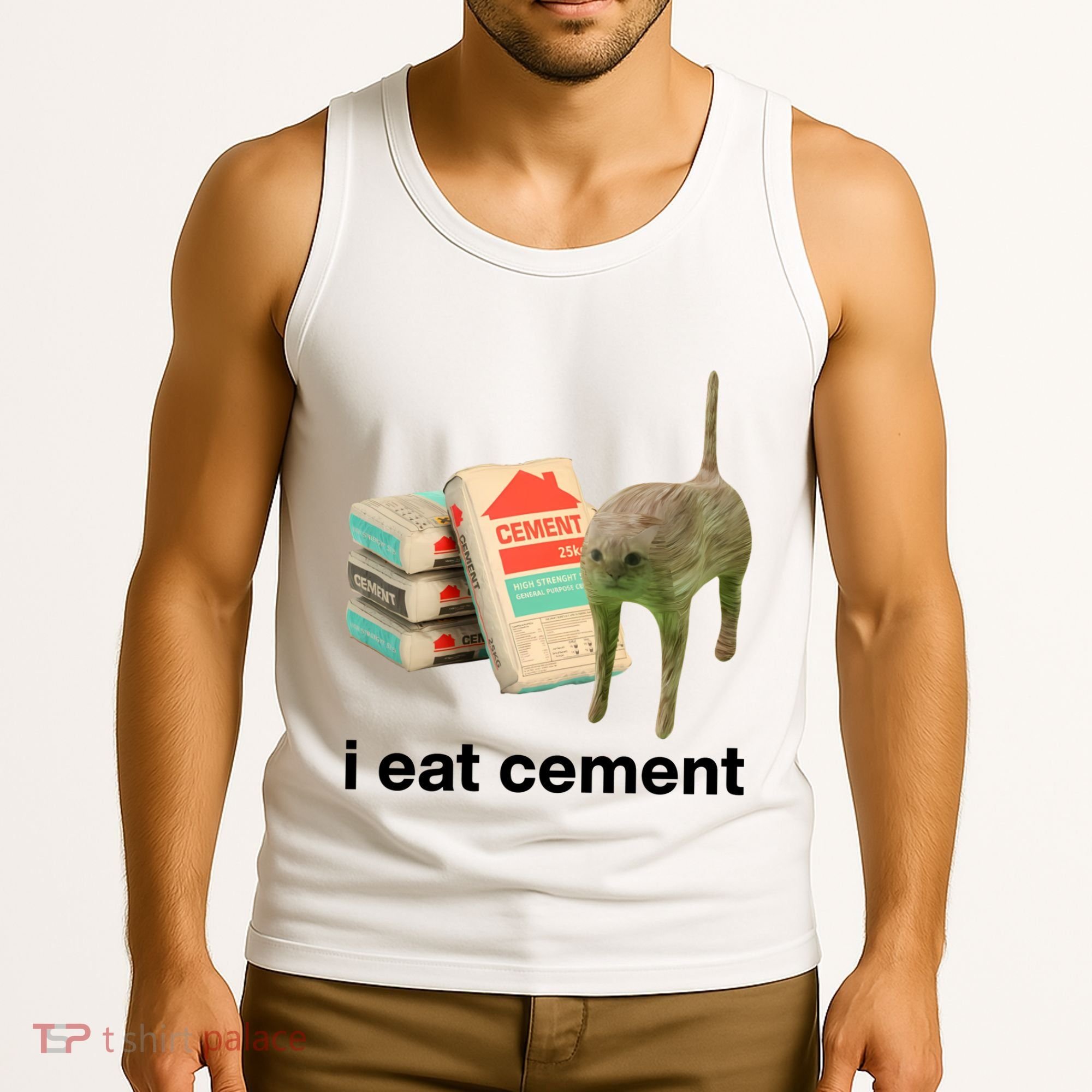 I Eat Cement Cursed Cat Funny Tank Top