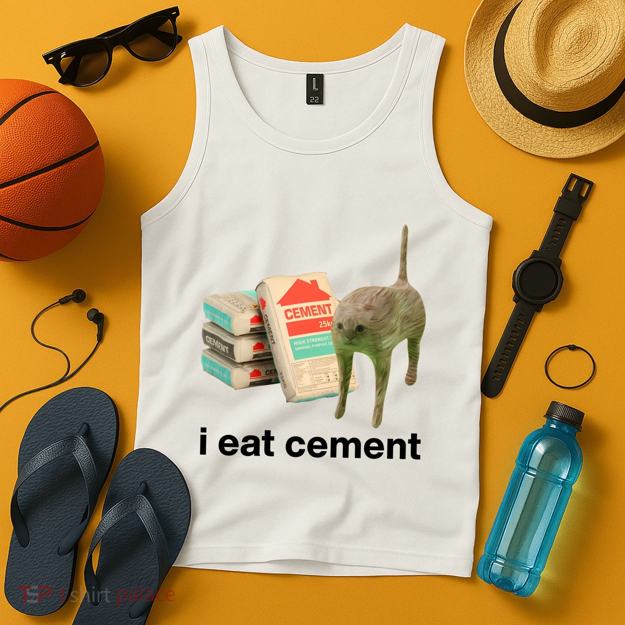 I Eat Cement Cursed Cat Funny Tank Top