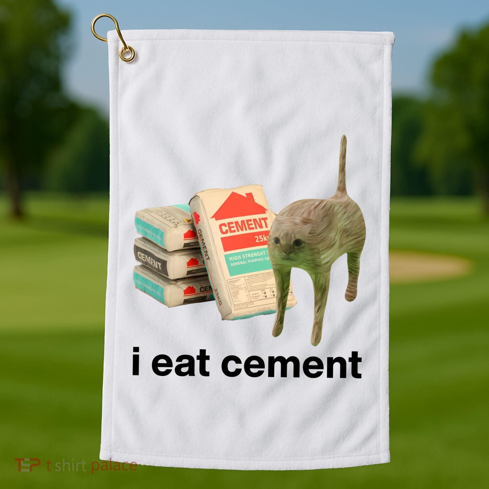 I Eat Cement Cursed Cat Funny Golf Towel