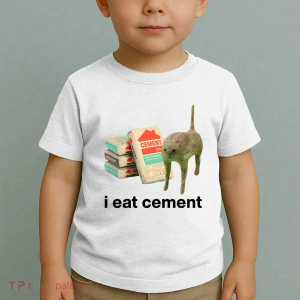 I Eat Cement Cursed Cat Funny Toddler T-Shirt