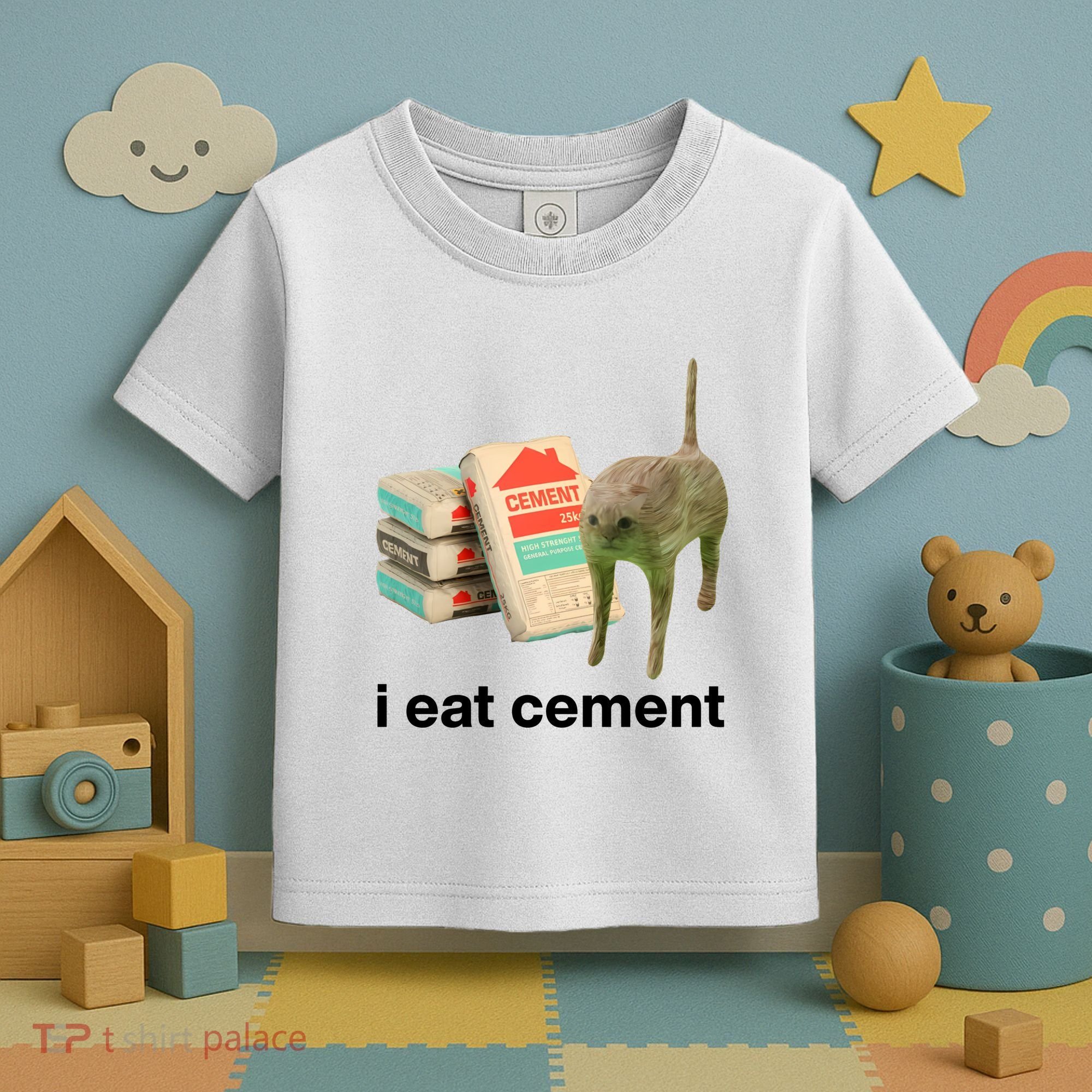 I Eat Cement Cursed Cat Funny Toddler T-Shirt