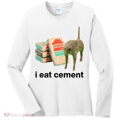 I Eat Cement Cursed Cat Funny Women's Long Sleeve Shirt
