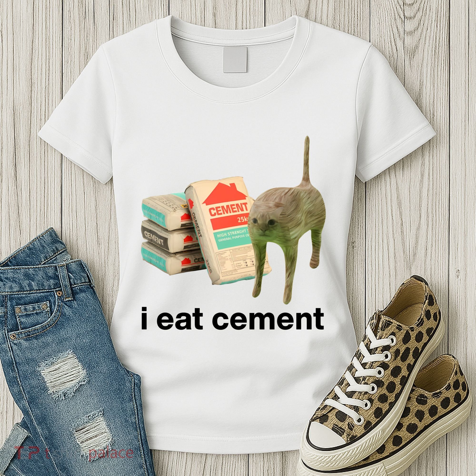 I Eat Cement Cursed Cat Funny Women's T-Shirt