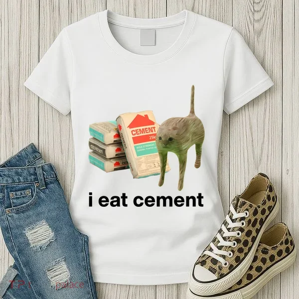 I Eat Cement Cursed Cat Funny Women's T-Shirt