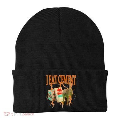 I Eat Cement Cursed Cat Funny Oddly Specific Dank Meme Beanie