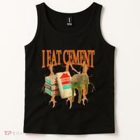 I Eat Cement Cursed Cat Funny Oddly Specific Dank Meme Tank Top thumb 2