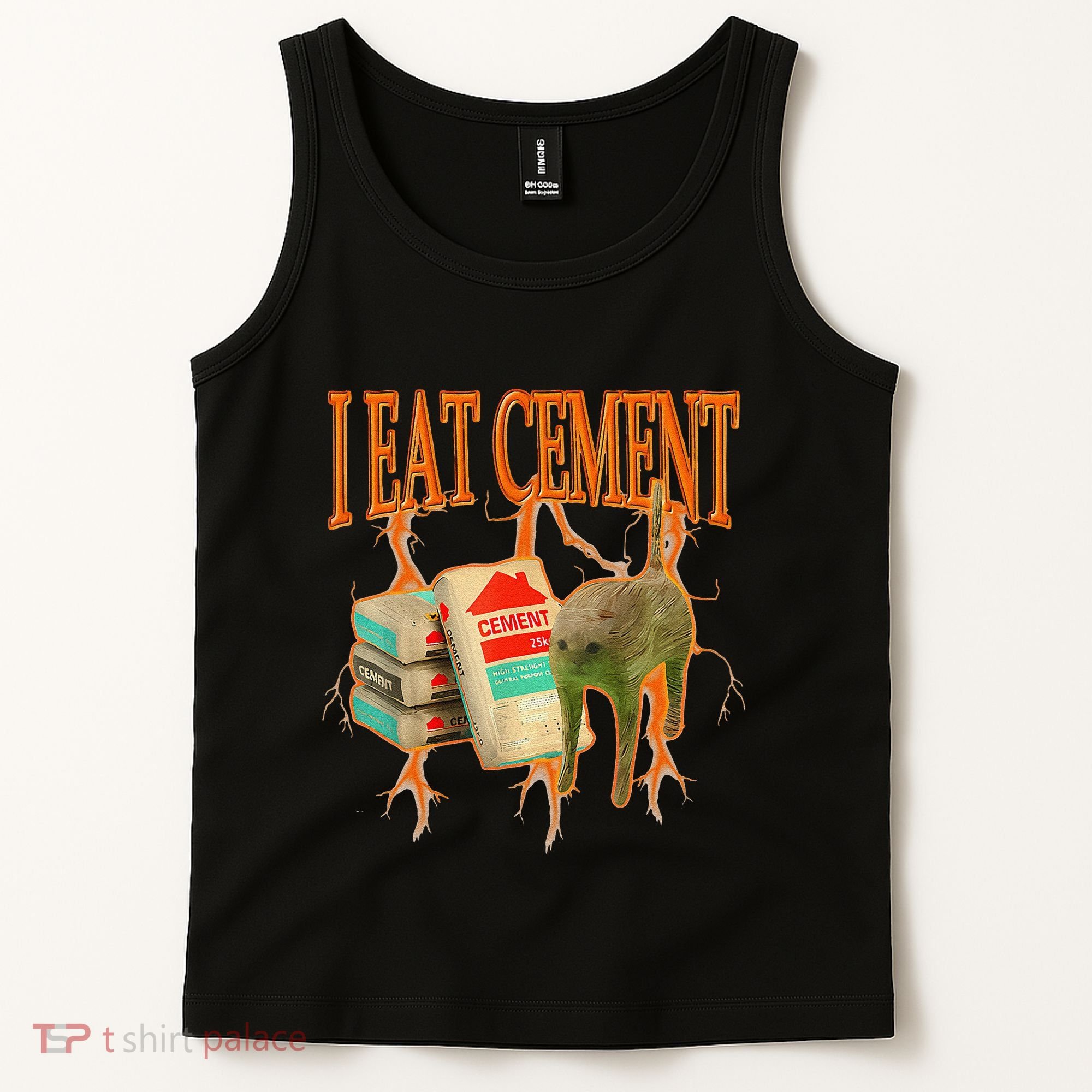I Eat Cement Cursed Cat Funny Oddly Specific Dank Meme Tank Top