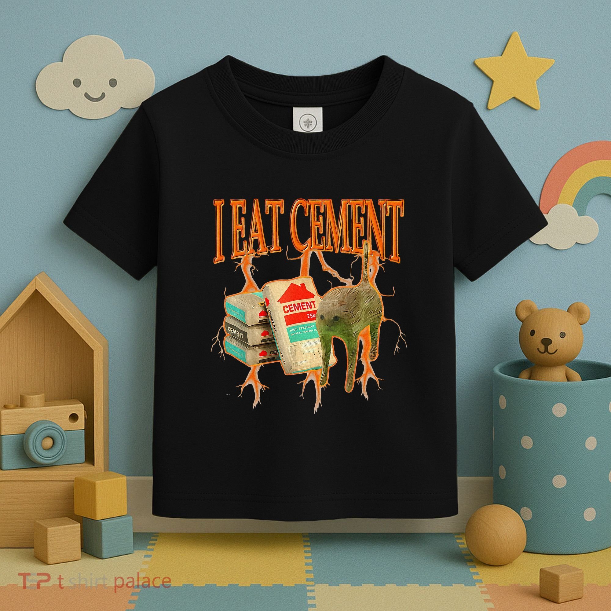 I Eat Cement Cursed Cat Funny Oddly Specific Dank Meme Toddler T-Shirt