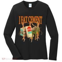 I Eat Cement Cursed Cat Funny Oddly Specific Dank Meme Women's Long Sleeve Shirt thumb 0