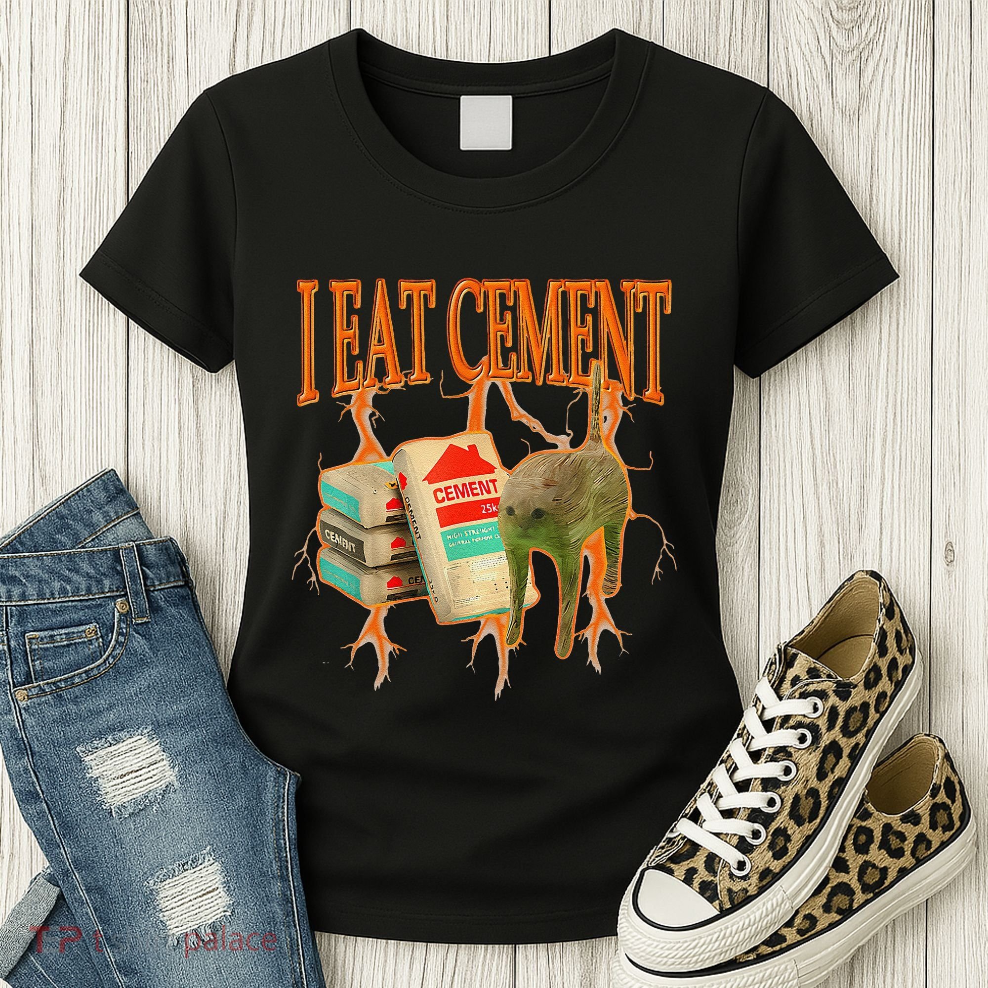 I Eat Cement Cursed Cat Funny Oddly Specific Dank Meme Women's T-Shirt